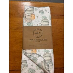 Market Finds 2 Pack Pumpkin Dish Drying Mats Reversible Fall Harvest Grey AK727